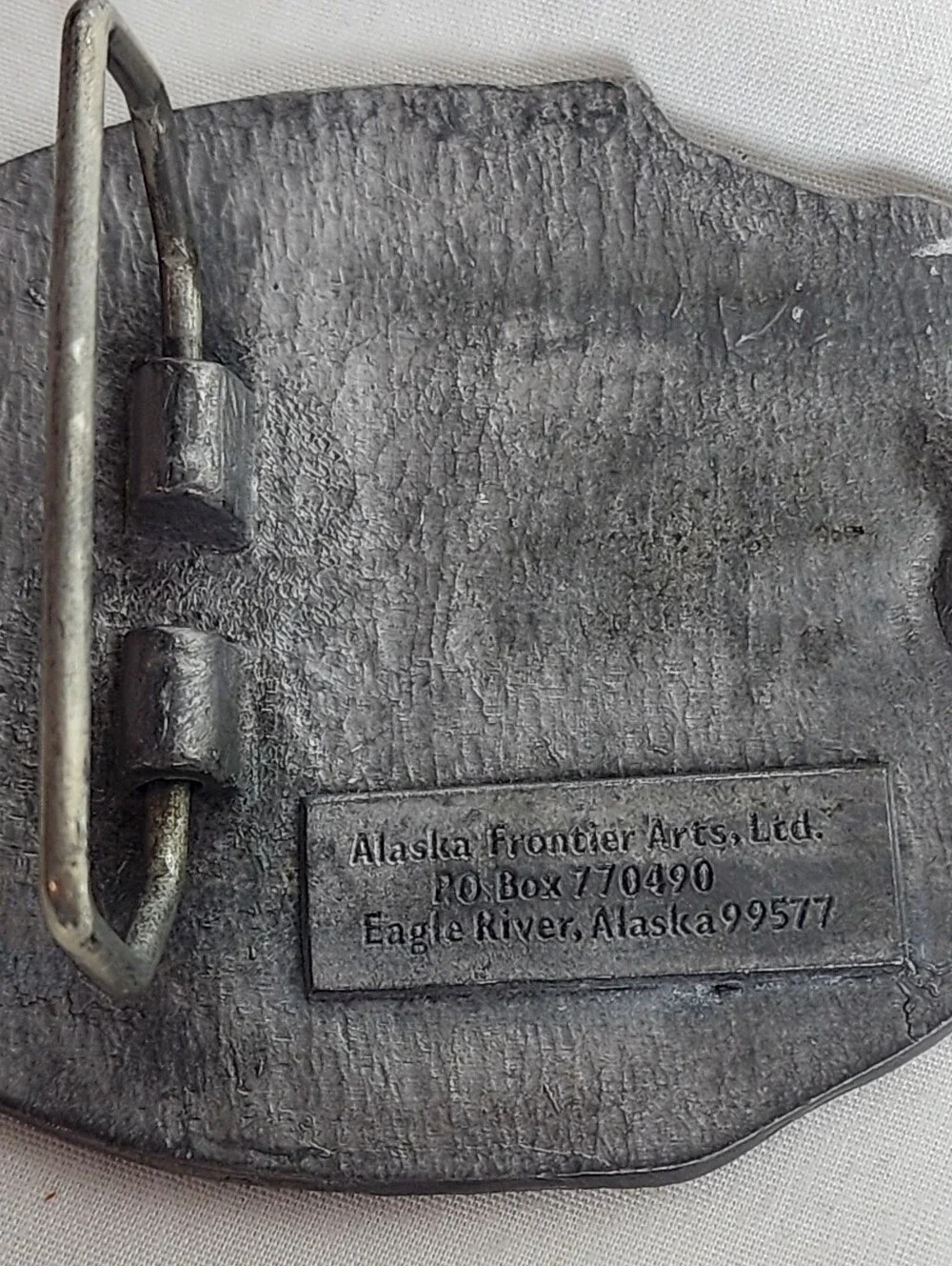 Siskiyou Alaska The Great Land Oval Metal Belt Buckle - Silver Tone Pewter 1980s